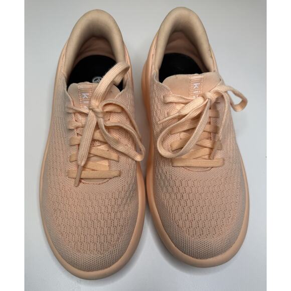 Kizik Roamer Hands-Free Sneaker Unisex Womens 8.5 Mens 7 Peach Knit Low Tie Up - Picture 2 of 9